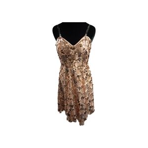 Vutti Elegant Sequin Dress in Gold, Fully Lined, Size L, NWT
